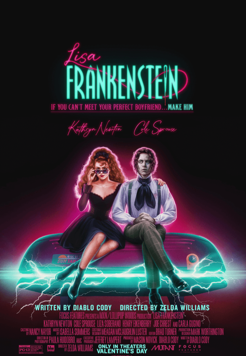 An official poster for the upcoming horror-comedy film, “Lisa Frankenstein”
